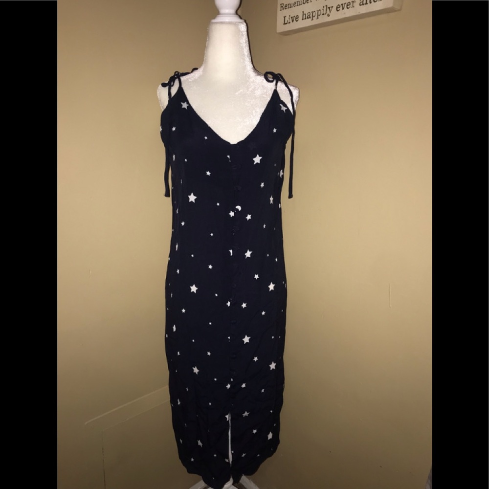 TOPSHOP NAVY BLUE STAR PATTERNED DRESS
